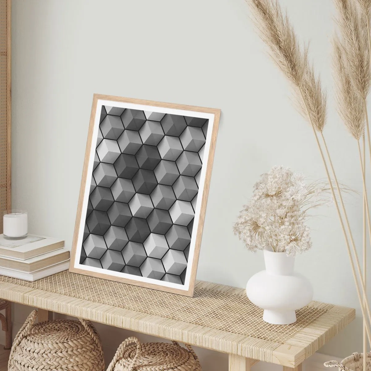 Poster in einem Rahmen aus heller Eiche - Kubistisches Puzzle - 30x40 cm