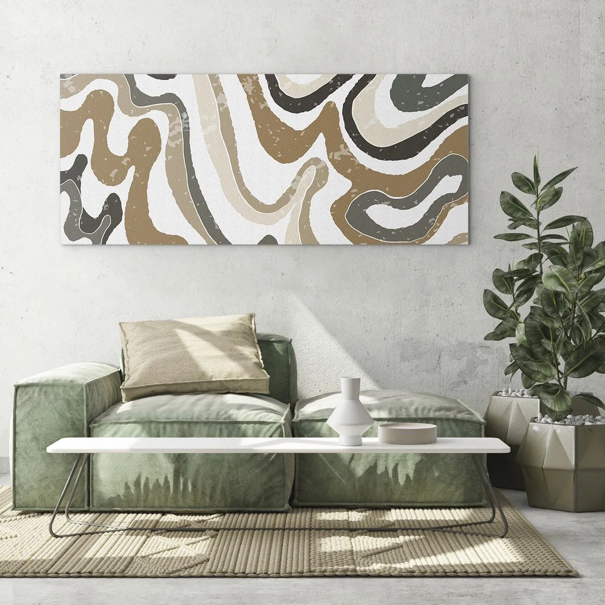 Glasbild - Bild auf glas - Mäander in Erdfarben - 100x40 cm