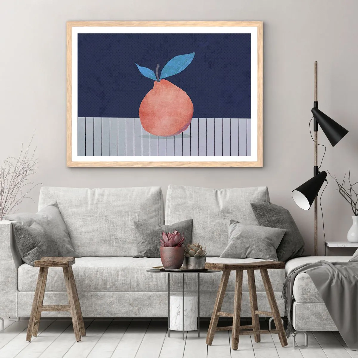 Poster in einem Rahmen aus heller Eiche - Konvexität und Ebene - 100x70 cm