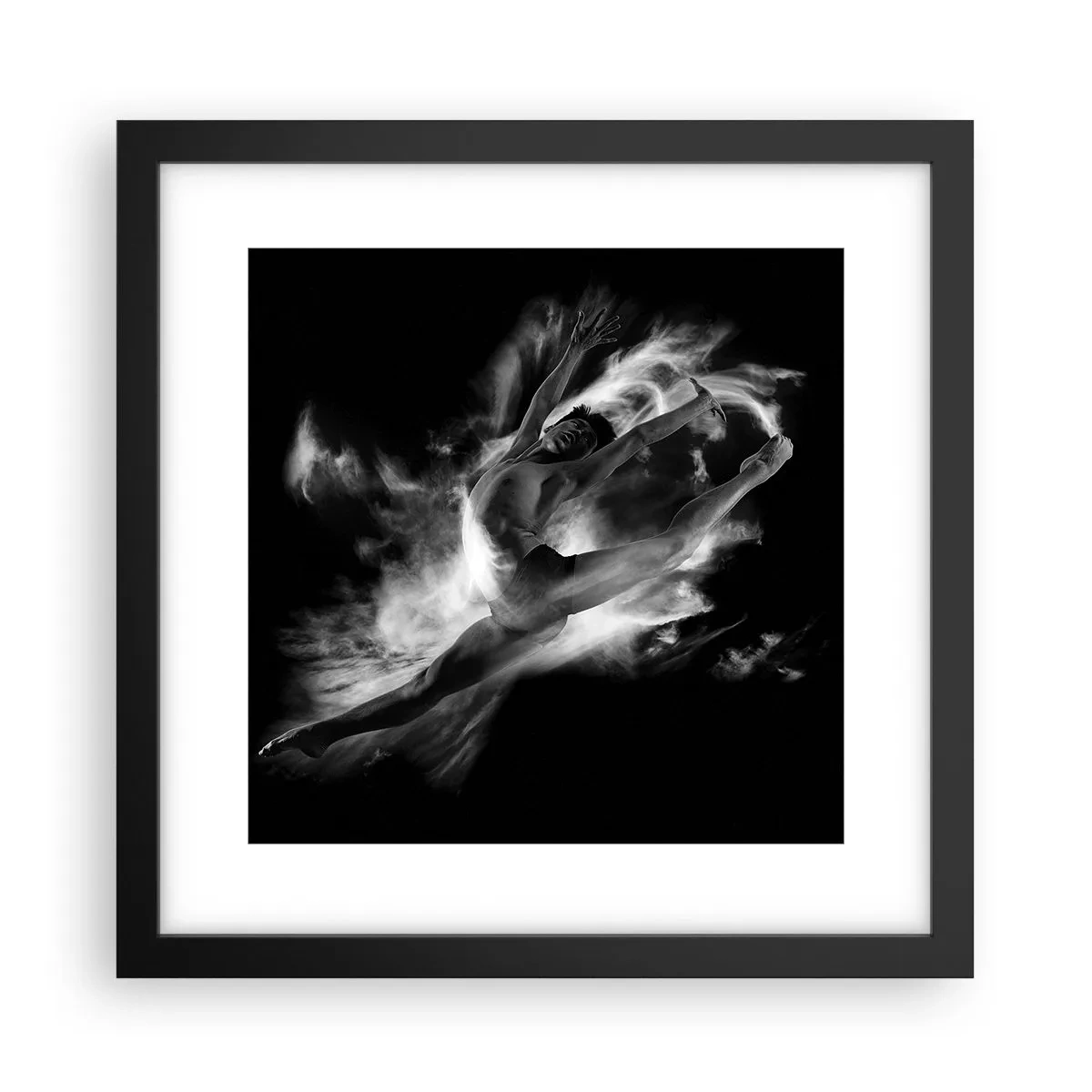 Poster in einem schwarzem Rahmen - Im Flug hängen geblieben - 30x30 cm