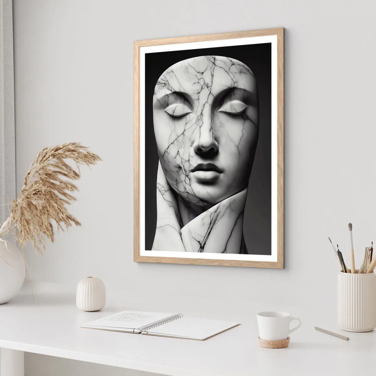 Poster in einem Rahmen aus heller Eiche - Marmorformen - 40x50 cm