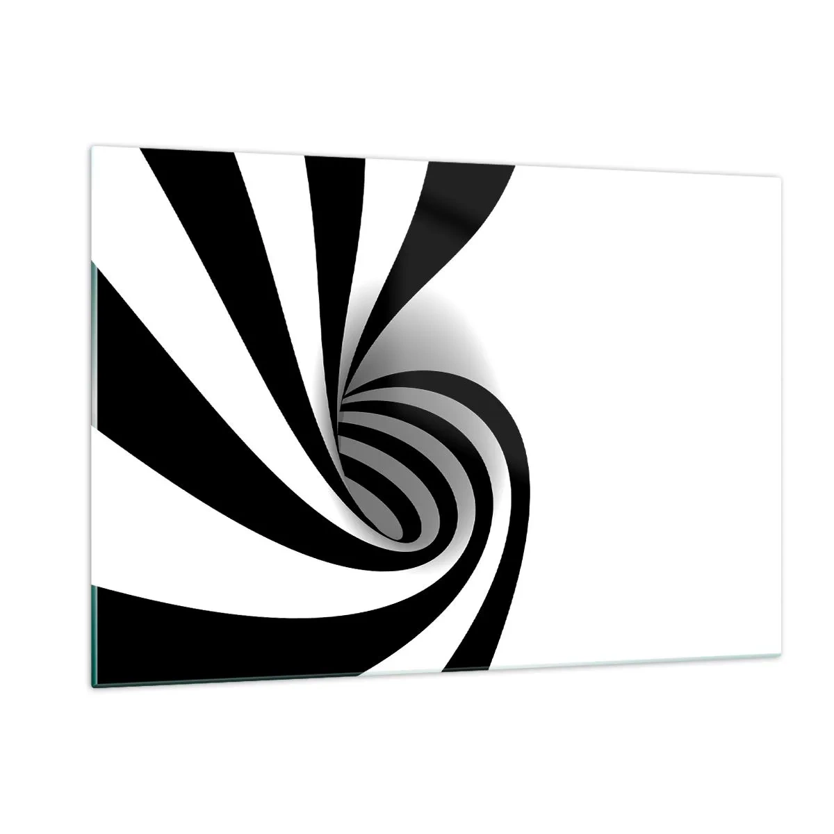 Glasbild - Bild auf glas - Abstrakte Spirale in Schwarz und Weiß mit dynamischer Form - 120x80cm - Und doch dreht es sich - Moderne Wanddekoration für Wohnzimmer und Schlafzimmer ARTTOR