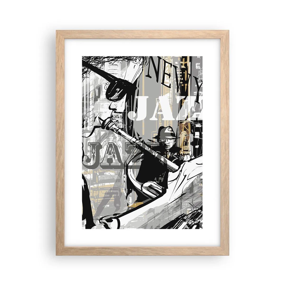 Poster in einem Rahmen aus heller Eiche - Im Rhythmus von New York - 30x40 cm