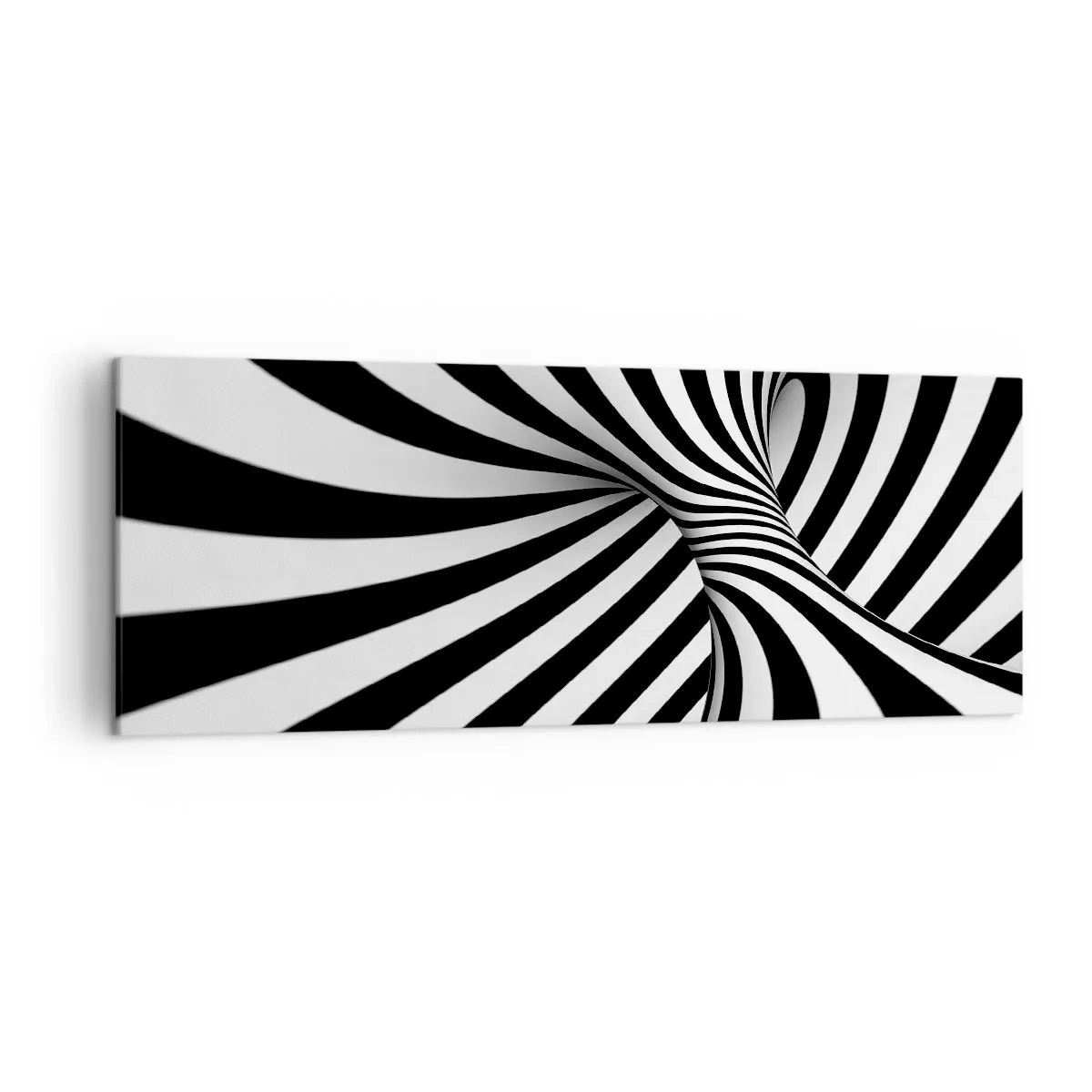 Bild auf Leinwand - Leinwandbild - Abstrakter Tunnel mit schwarz-weißen Spiralstreifen - 140x50cm - Komposition: Tanzraum - Moderne Wanddekoration für Wohnzimmer und Schlafzimmer ARTTOR