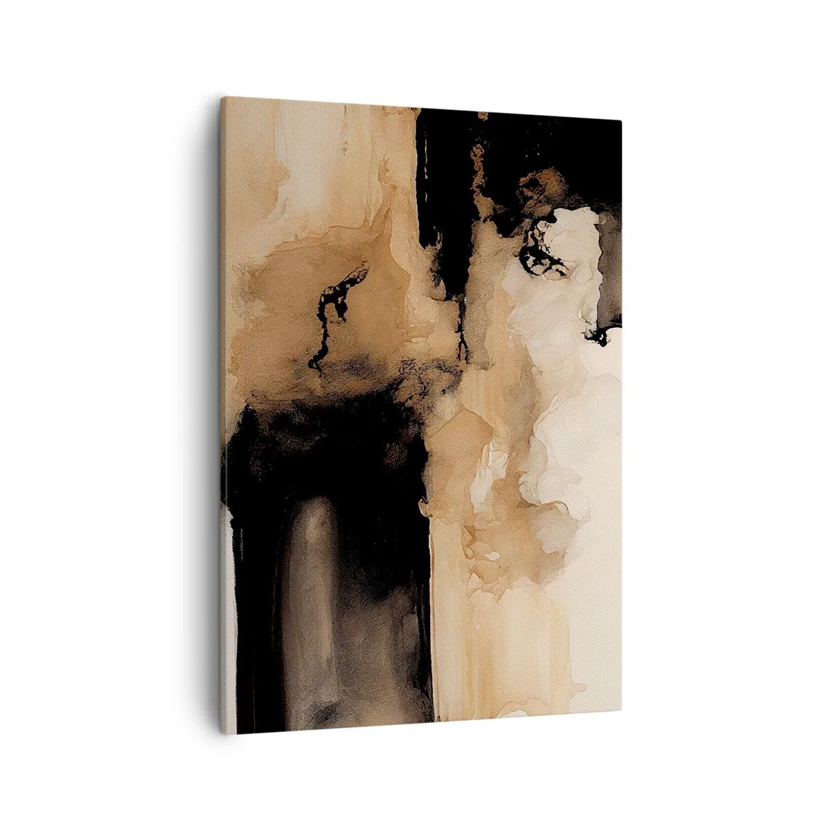 Bild auf Leinwand - Leinwandbild - Abstrakte Komposition in Braun- und Schwarztönen - 50x70cm - Faszinierende Abstraktion - Moderne Wanddekoration für Wohnzimmer und Schlafzimmer ARTTOR