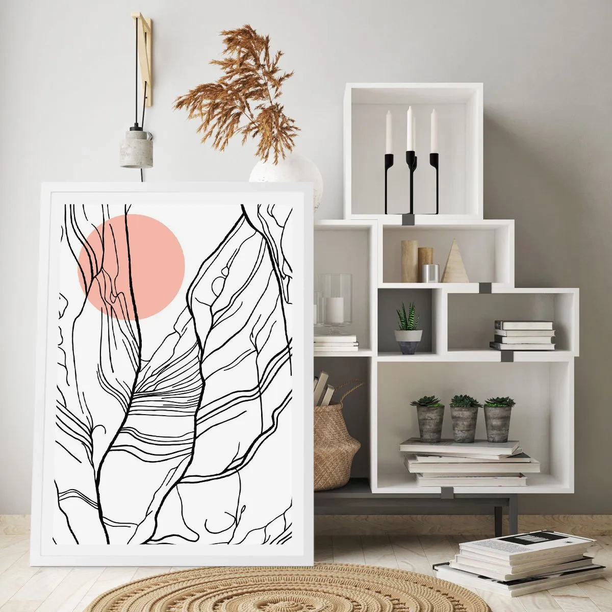 Poster in einem weißen Rahmen - In einem Netz aus Zweigen - 50x70 cm