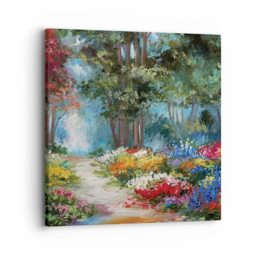 Bild auf Leinwand - Leinwandbild - Waldgarten, Blumenwald - 30x30 cm