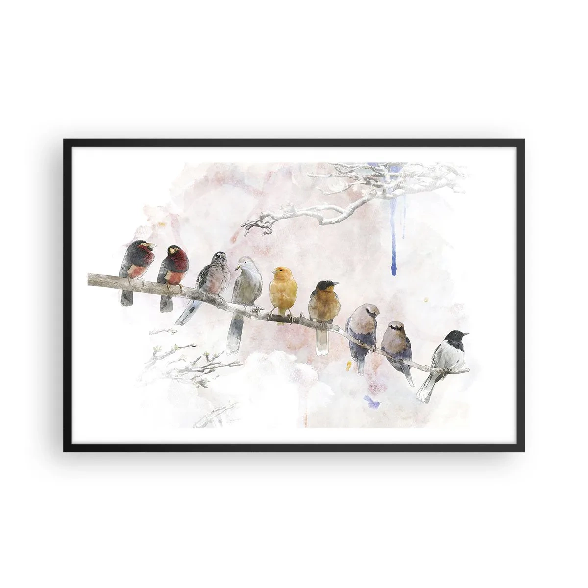 Poster in einem schwarzem Rahmen - Geflügeltes Treffen - 91x61 cm