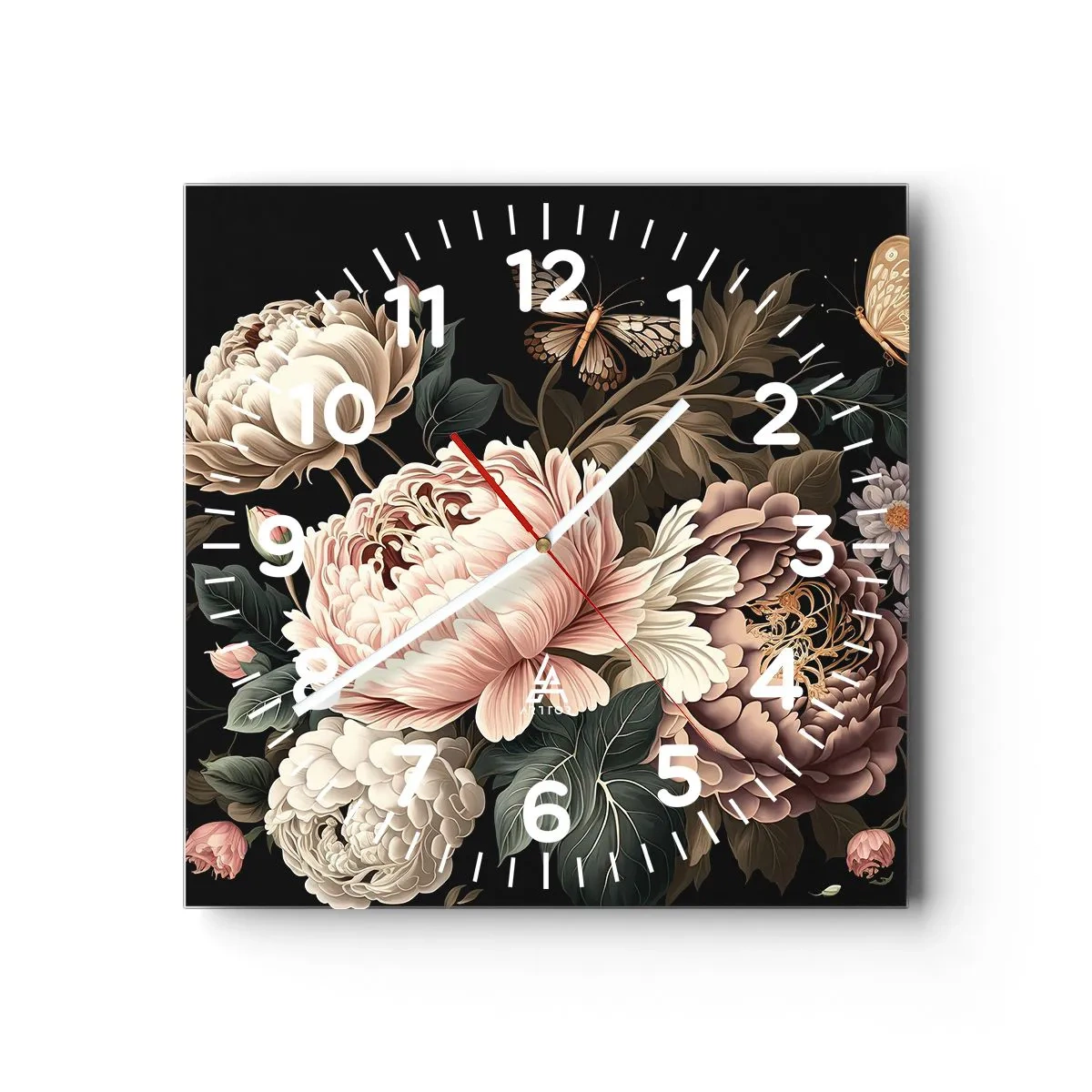 Wanduhr - Glasuhr - Im Barockstil - 30x30 cm
