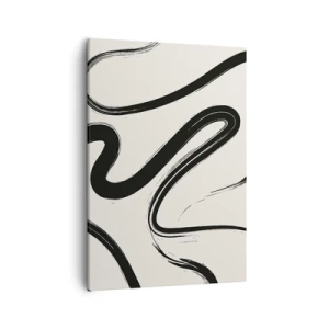 Bild auf Leinwand - Leinwandbild - Schwarz-weiße geschwungene Linien auf hellem Hintergrund - 50x70cm - Schwarz-Weiß-Laune - Moderne Wanddekoration für Wohnzimmer und Schlafzimmer ARTTOR