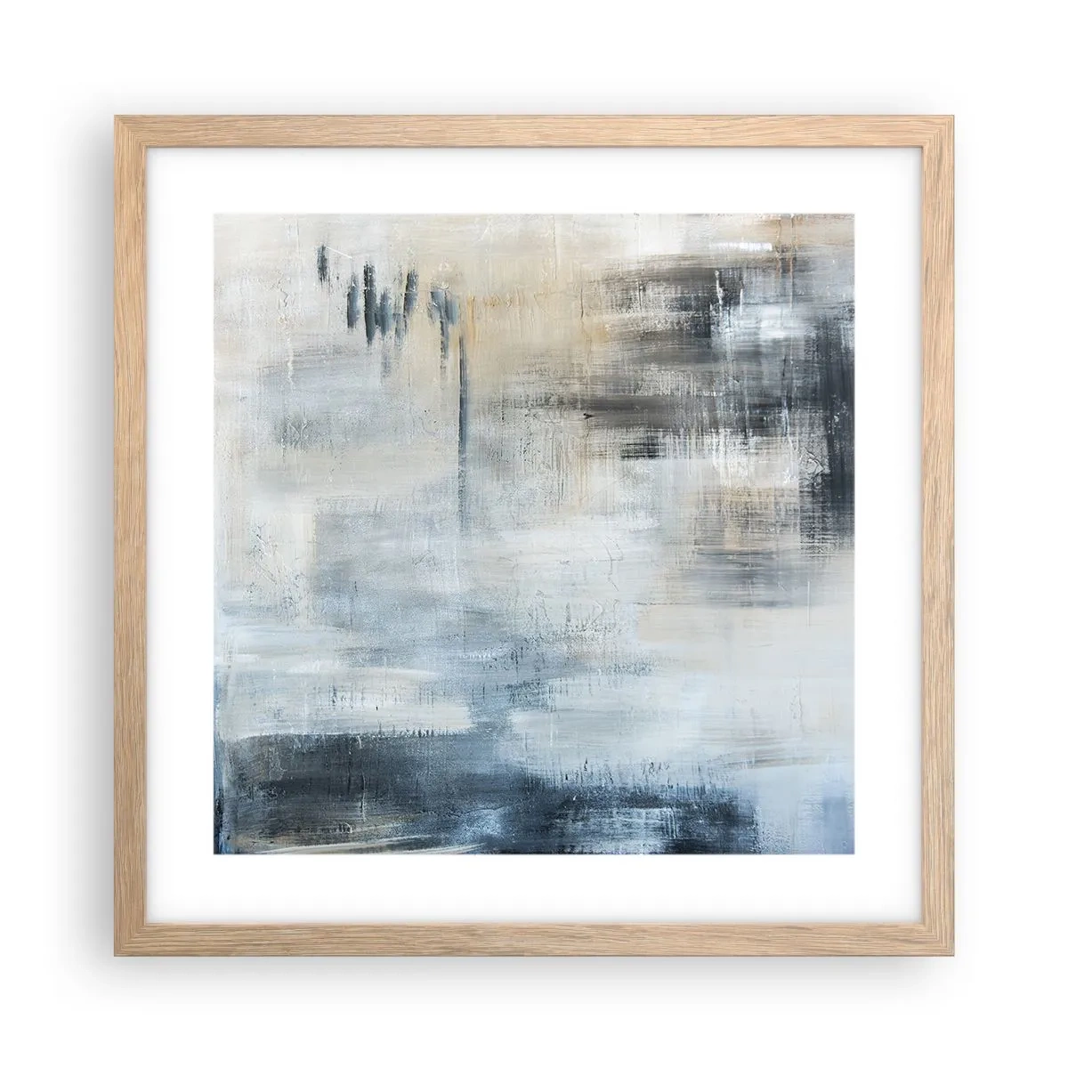 Poster in einem Rahmen aus heller Eiche - Hinter dem blauen Vorhang - 40x40 cm