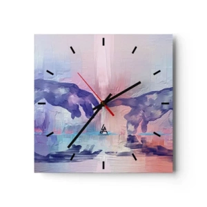Wanduhr - Glasuhr - Symbolische Hände in abstrakten Farben, die auf das Thema der Schöpfung verweisen - 30x30cm - Göttlicher Funke des Lebens - Moderne Wanddekoration für Wohnzimmer und Schlafzimmer ARTTOR