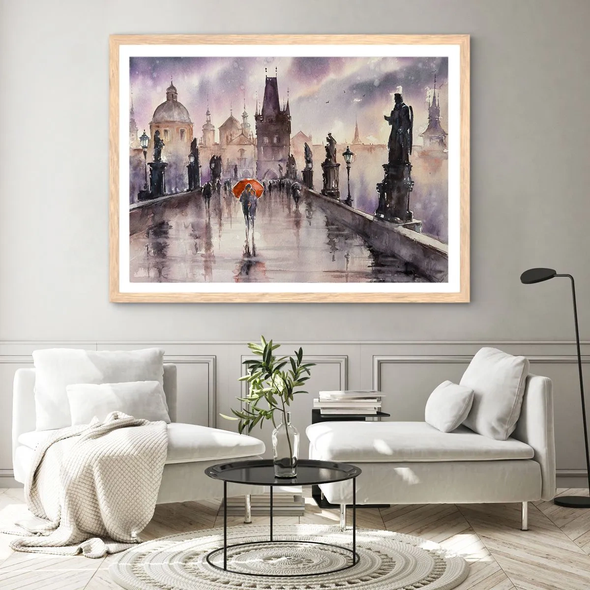 Poster in einem Rahmen aus heller Eiche - Leute verändern sich nicht - 100x70 cm