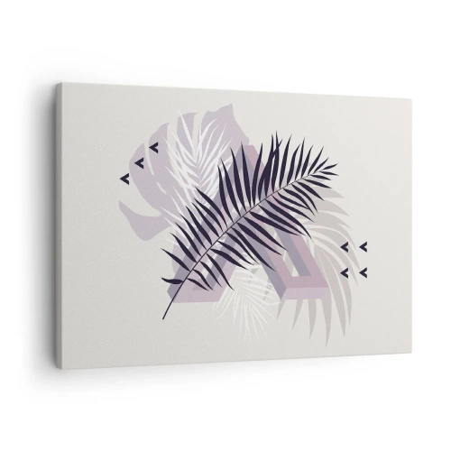 Bild auf Leinwand - Leinwandbild - Eine minimalistische Komposition mit Blättern und geometrischen Formen - 70x50cm - Der Schatten des Schattens - Moderne Wanddekoration für Wohnzimmer und Schlafzimmer ARTTOR