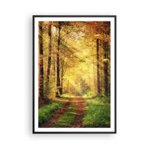 Poster in einem schwarzem Rahmen - Waldgoldene Stille - 70x100 cm