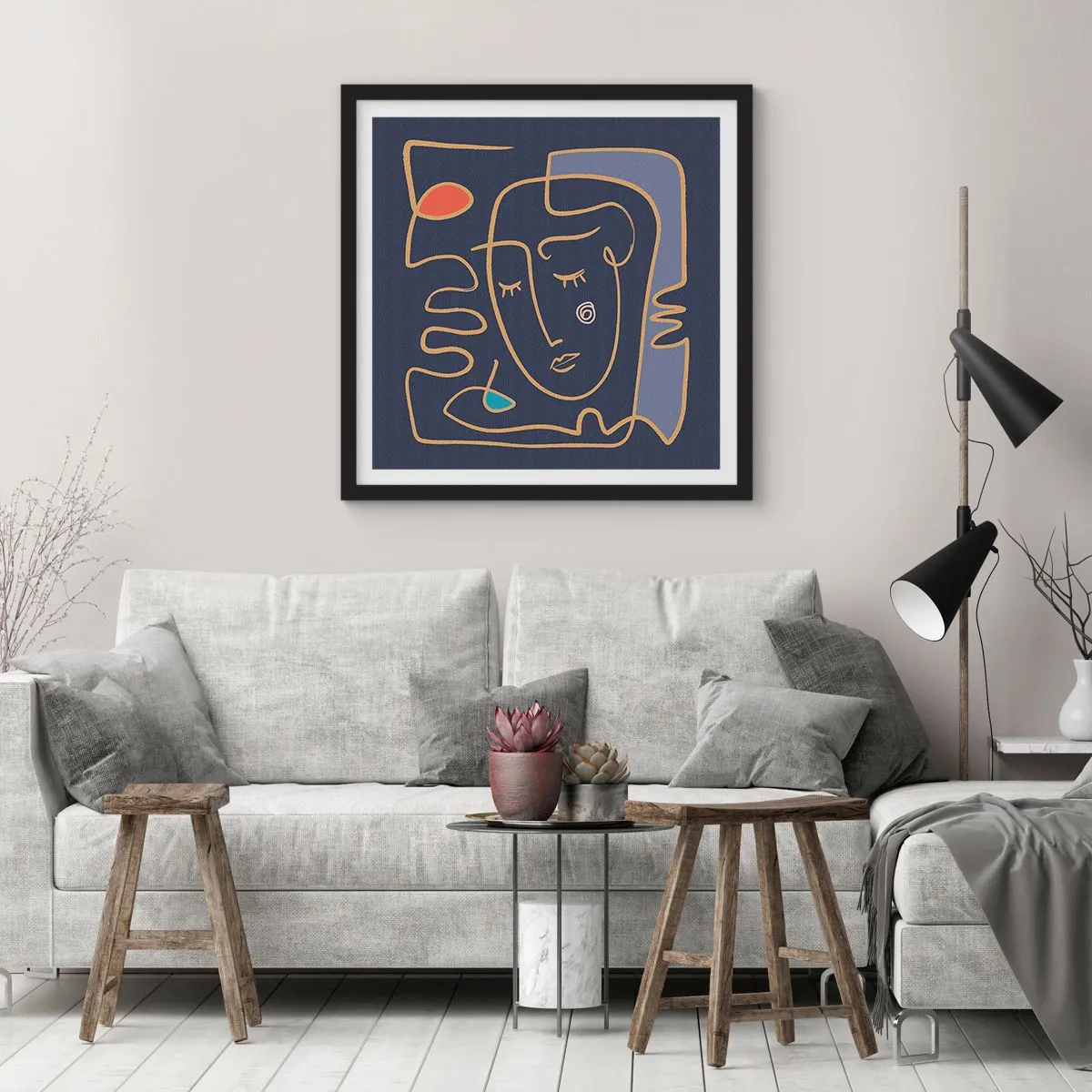 Poster in einem schwarzem Rahmen - In Gedanken - 40x40 cm