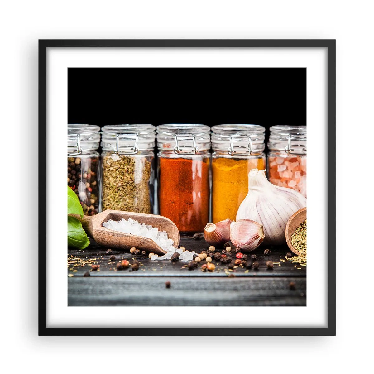 Poster in einem schwarzem Rahmen - Für einen Geschmack des Lebens - 50x50 cm