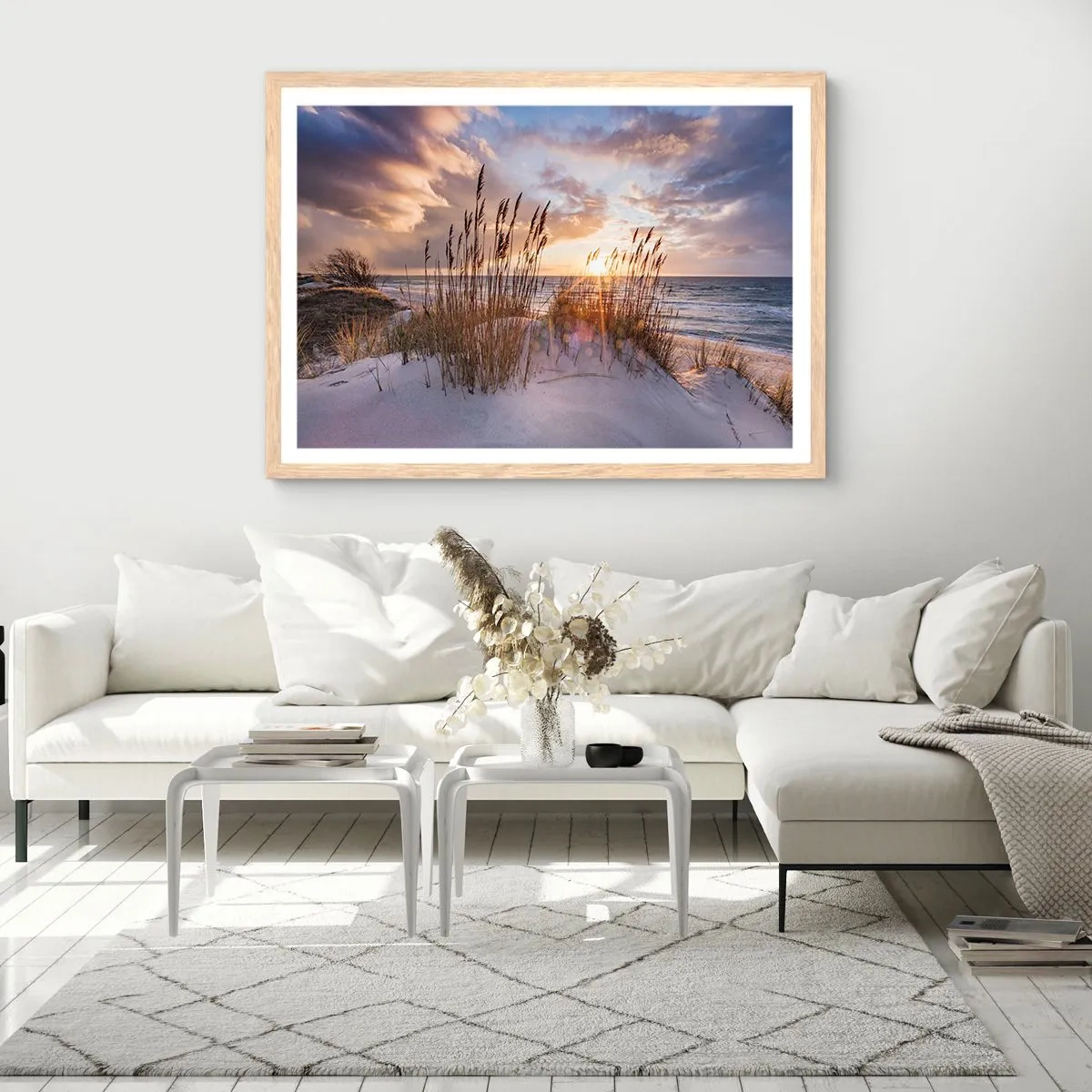 Poster in einem Rahmen aus heller Eiche - Abschied von Sonne und Wind - 70x50 cm
