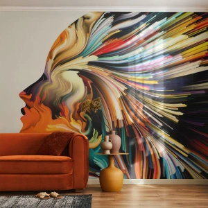 Selbstklebende Fototapete Deluxe Sticker - Eine Explosion der Fantasie - Abstraktion, Frau, Grafik - 100x70 cm