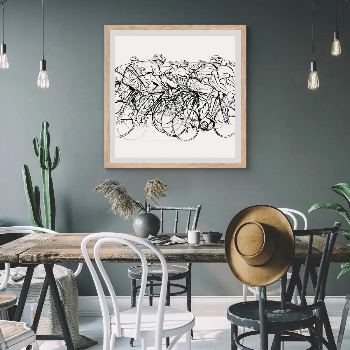 Poster in einem Rahmen aus heller Eiche - Gemeinsam als Team - 40x40 cm