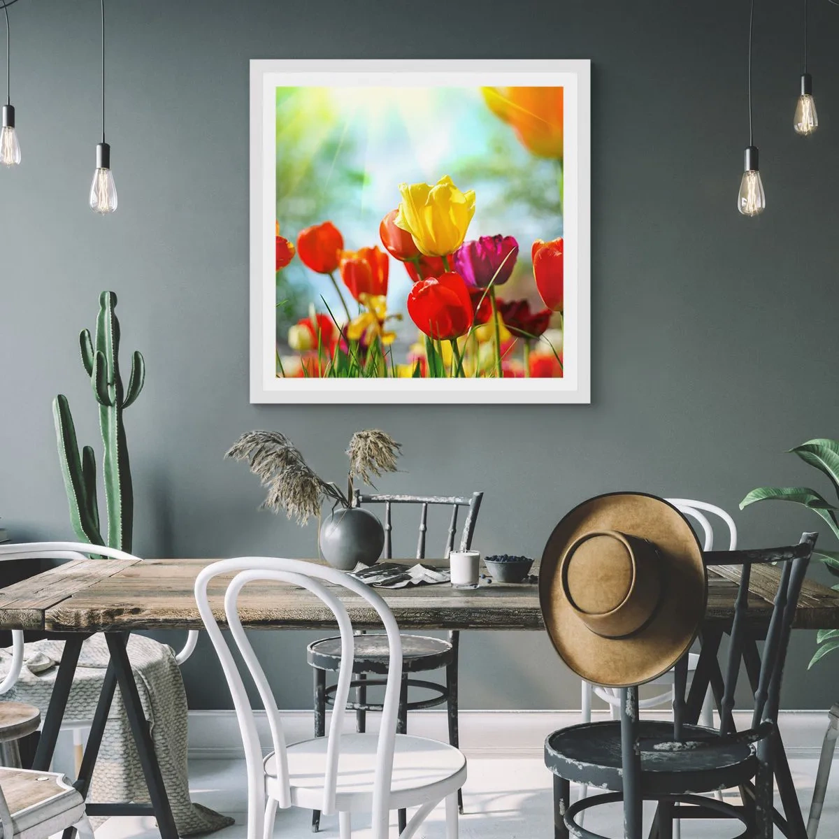 Poster in einem weißen Rahmen - Alle Farben der Sonne - 40x40 cm
