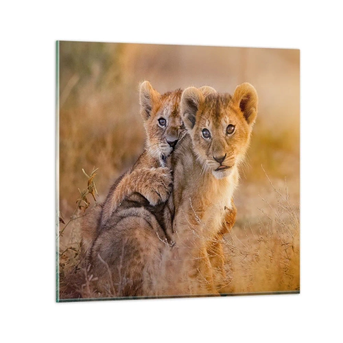 Glasbild - Bild auf glas - Bitte nicht stören! Wir haben Spaß - 50x50 cm