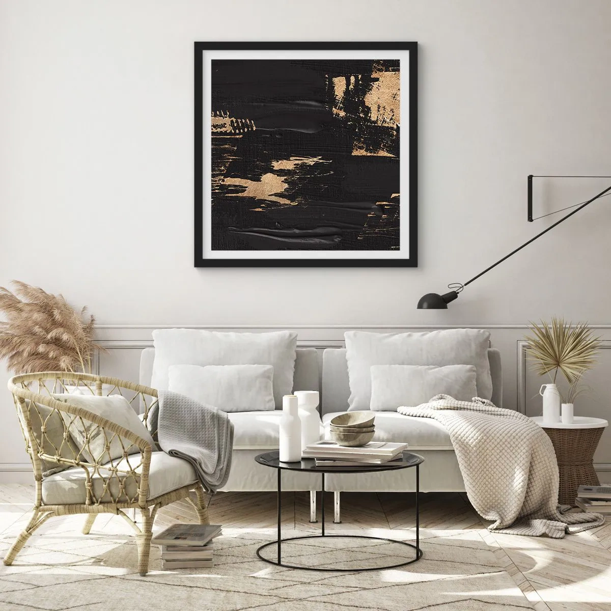 Poster in einem schwarzem Rahmen - Spur einer Berührung - 30x30 cm