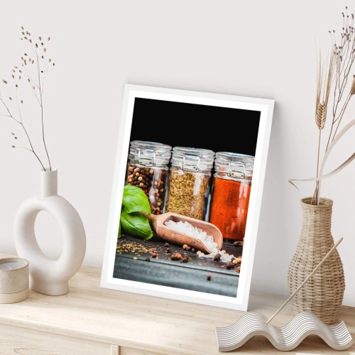 Poster in einem weißen Rahmen - Für einen Geschmack des Lebens - 70x100 cm