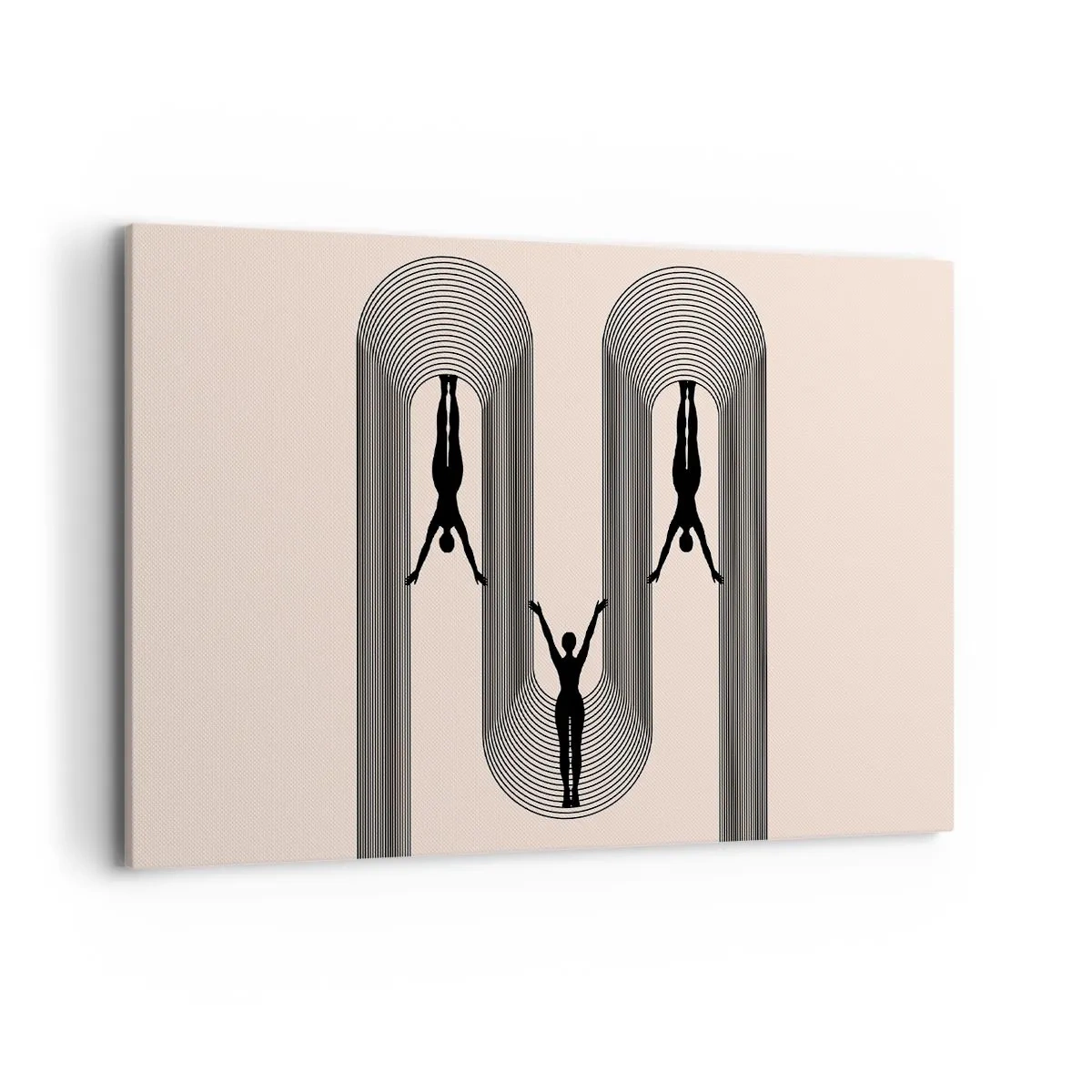 Bild auf Leinwand - Leinwandbild - Geometrische Silhouetten auf beigem Hintergrund - 100x70cm - Verkehrt herum - Moderne Wanddekoration für Wohnzimmer und Schlafzimmer ARTTOR