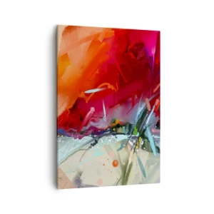 Bild auf Leinwand - Leinwandbild - Abstrakte Landschaft in intensiven Farben - 50x70cm - Eine Explosion von Lichtern und Farben - Moderne Wanddekoration für Wohnzimmer und Schlafzimmer ARTTOR