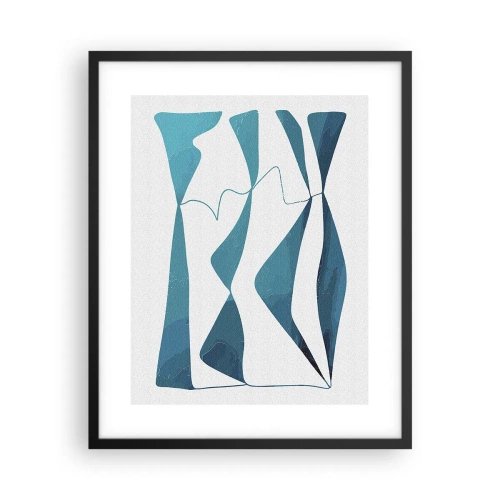 Poster in einem schwarzem Rahmen - Abstraktion: türkisfarbene Verbindung - 40x50 cm
