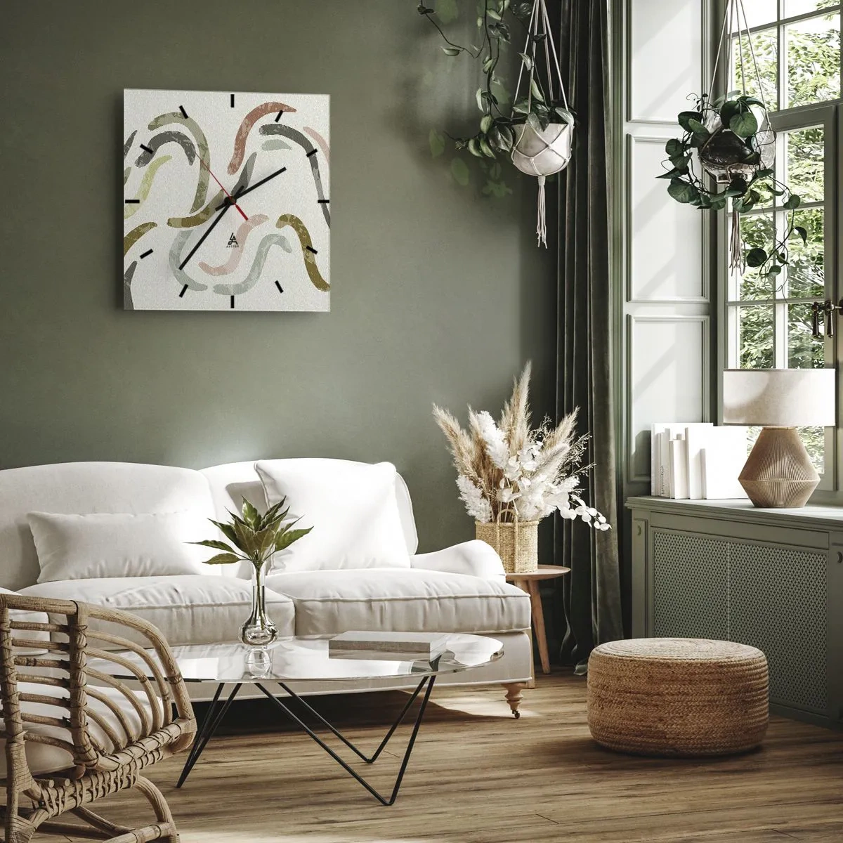 Wanduhr - Glasuhr - Fröhlicher Tanz der Abstraktion - 30x30 cm