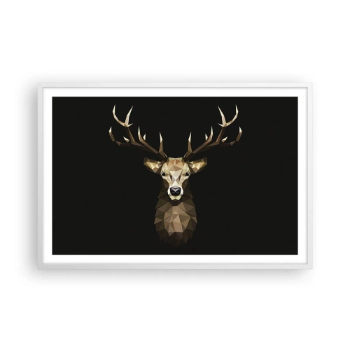 Poster in einem weißen Rahmen - Kubistischer Hirsch - 91x61 cm