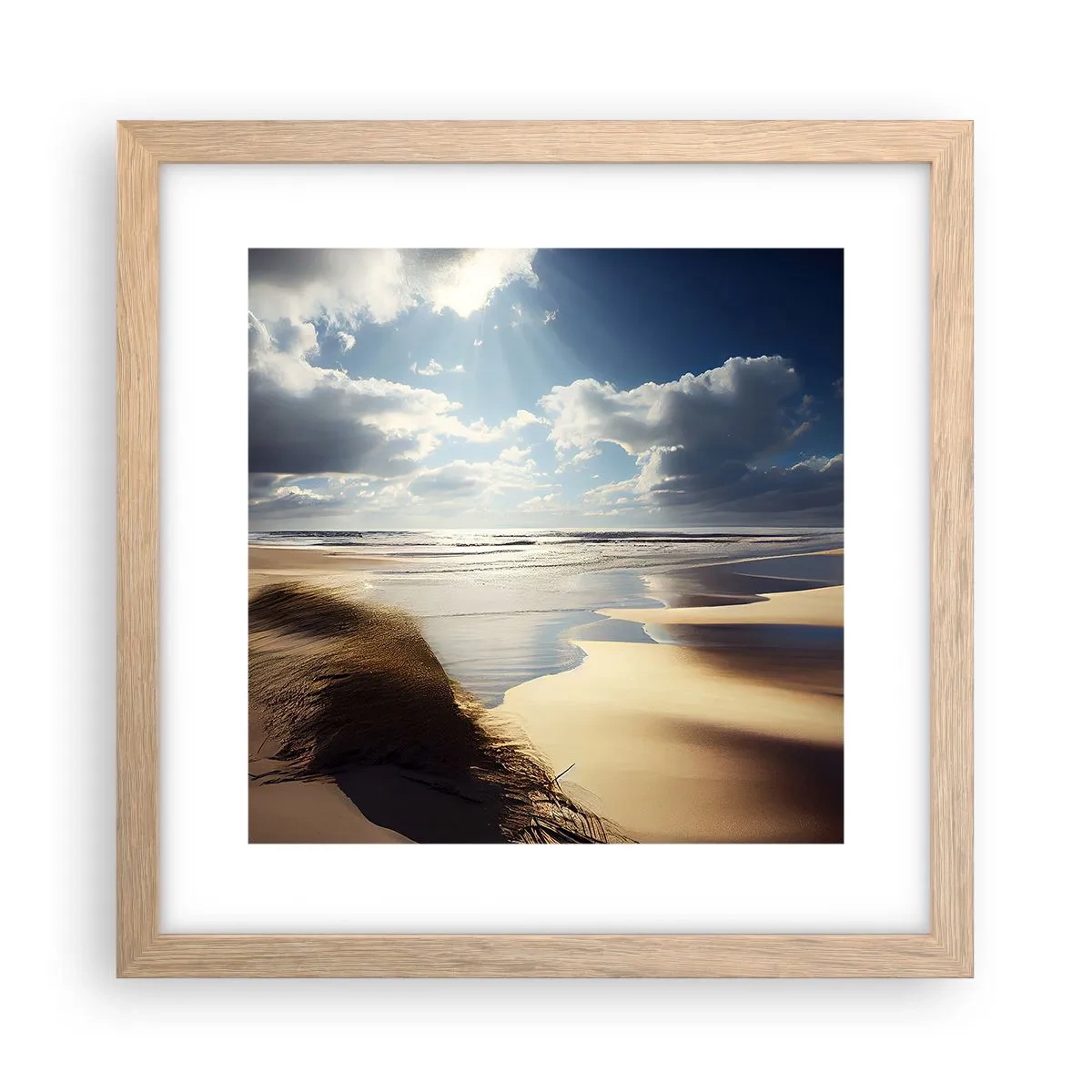 Poster in einem Rahmen aus heller Eiche - Strand, wilder Strand - 30x30 cm
