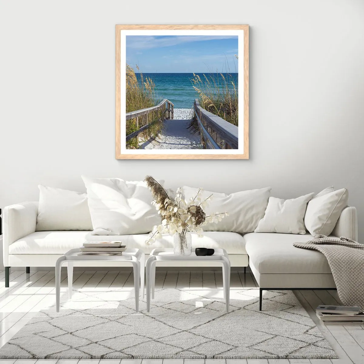 Poster in einem Rahmen aus heller Eiche - In der Sonne, im Wind - 50x50 cm