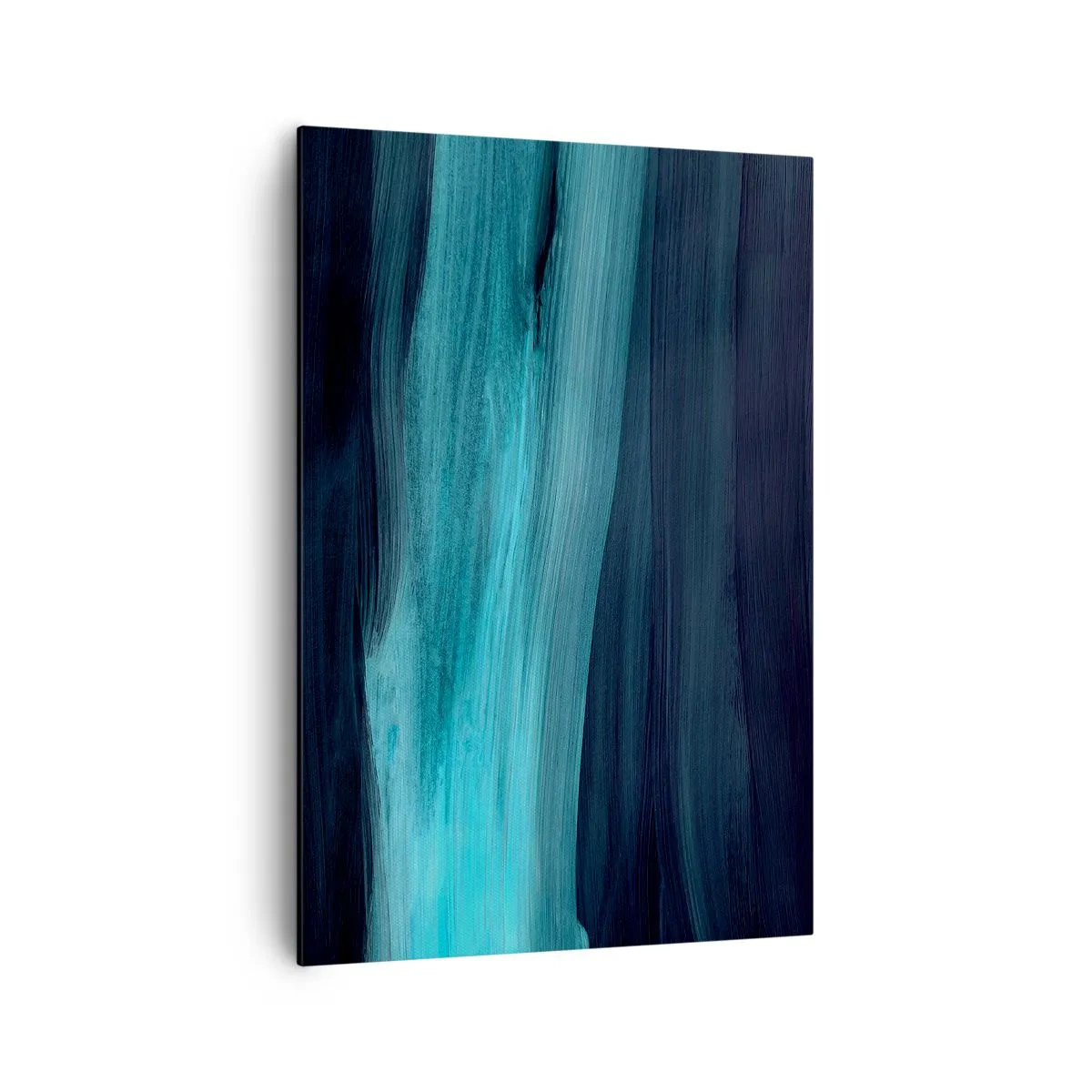 Bild auf Leinwand - Leinwandbild - Dezente abstrakte Wellen in dunklen Blautönen - 70x100cm - Gehen Sie mit dem Strom - Moderne Wanddekoration für Wohnzimmer und Schlafzimmer ARTTOR