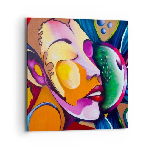 Bild auf Leinwand - Leinwandbild - Mit Farbe berühren - 70x70 cm