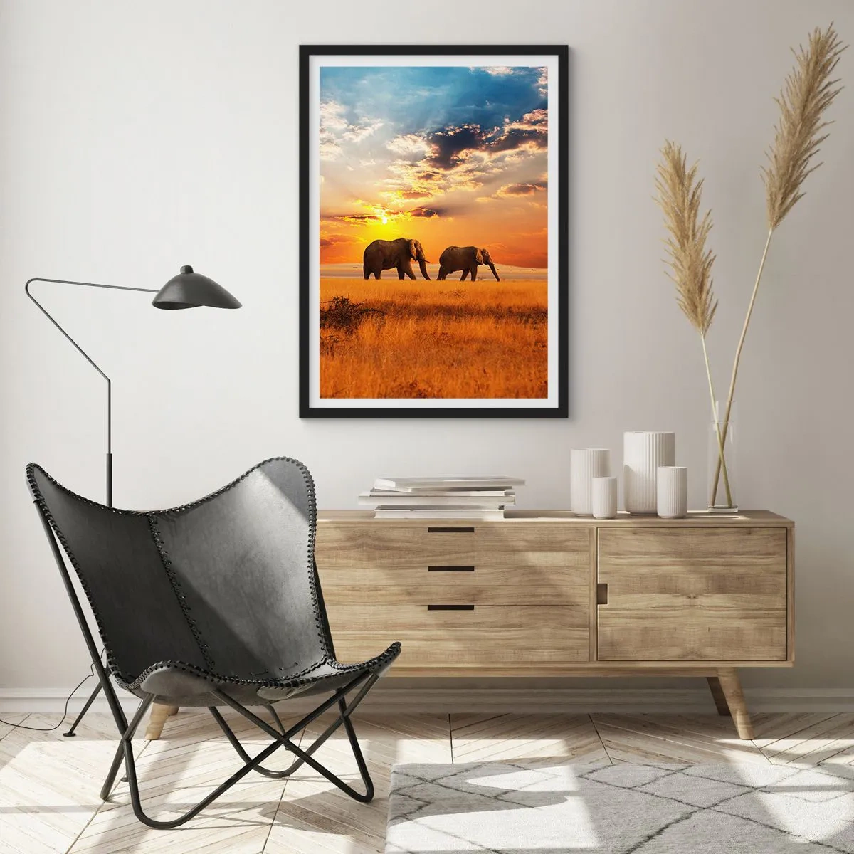 Poster in einem schwarzem Rahmen - Familienspaziergang - 30x40 cm