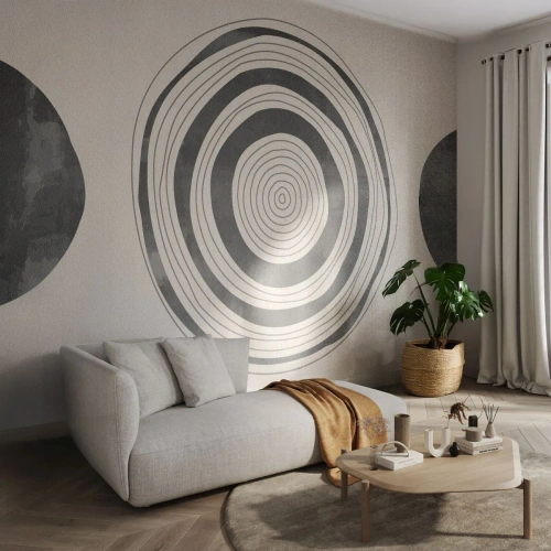 Fototapete Premium Sand - Wichtig ist, was dazwischen liegt - Räder, Minimalistisch, Zeitgenössisch - 200x140 cm