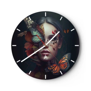 Wanduhr - Glasuhr - Wunderbare Metamorphose - 40x40 cm