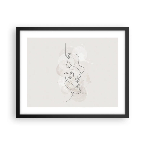 Poster in einem schwarzem Rahmen - Verstrickt in eine Umarmung - 50x40 cm