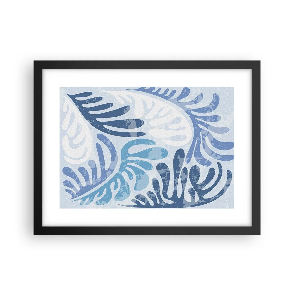 Poster in einem schwarzem Rahmen - Blaue Farne - 40x30 cm