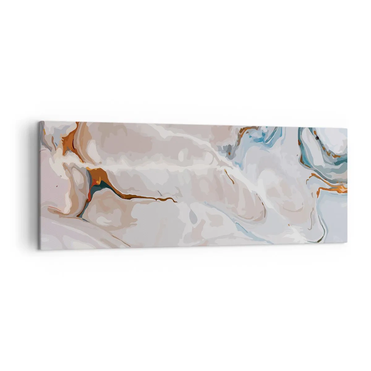 Bild auf Leinwand - Leinwandbild - Abstraktes Muster in Weiß- und Blautönen - 140x50cm - Blau schlängelt sich unter dem Weiß - Moderne Wanddekoration für Wohnzimmer und Schlafzimmer ARTTOR