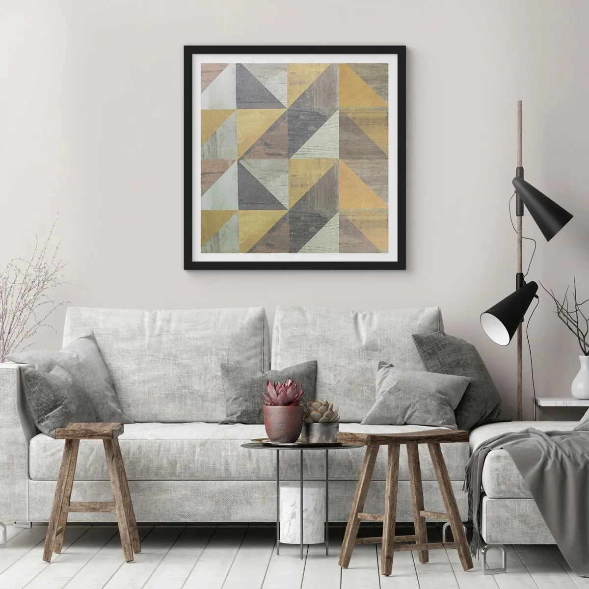 Poster in einem schwarzem Rahmen - Am Winkel des Dreiecks - 30x30 cm
