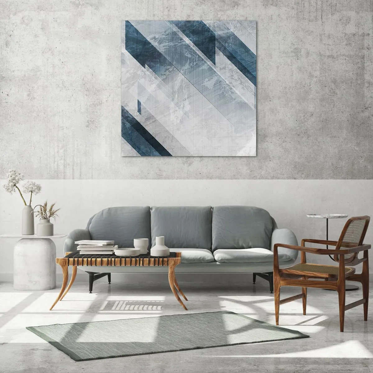 Glasbild - Bild auf glas - Räumliche Komposition - graue Bewegung - 30x30 cm