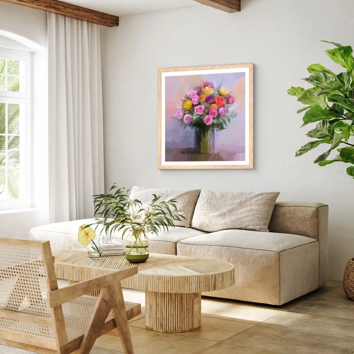 Poster in einem Rahmen aus heller Eiche - Festgehaltene Schönheit - 50x50 cm