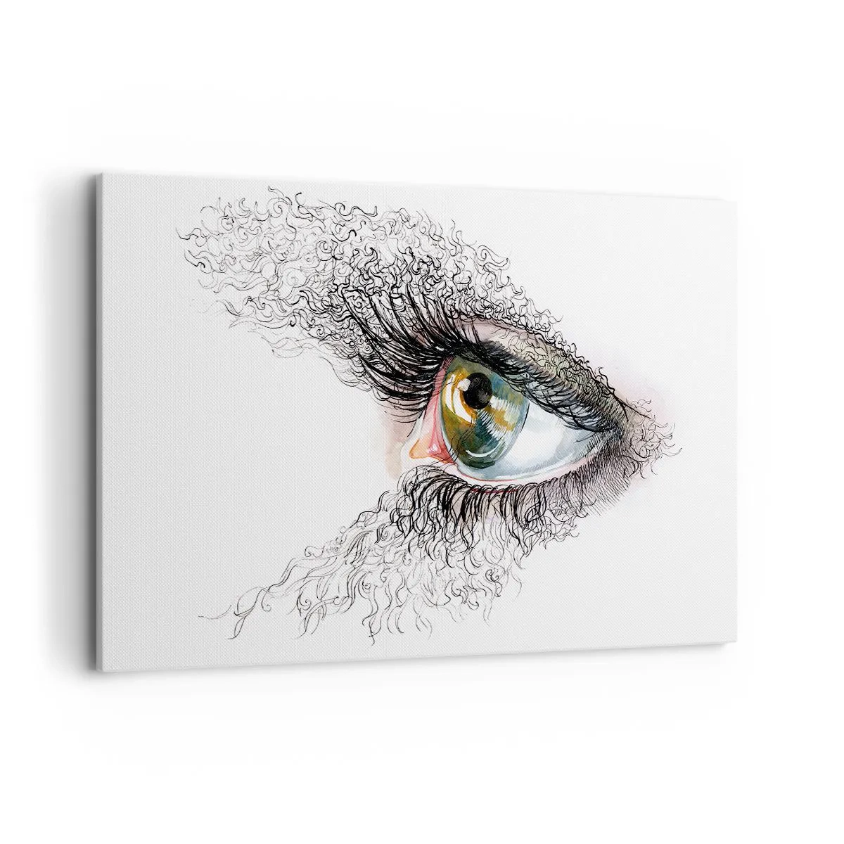 Bild auf Leinwand - Leinwandbild - Ein künstlerisches Auge mit gelbgrüner Iris und komplizierten Details. - 120x80cm - Schau direkt in die Seele - Moderne Wanddekoration für Wohnzimmer und Schlafzimmer ARTTOR