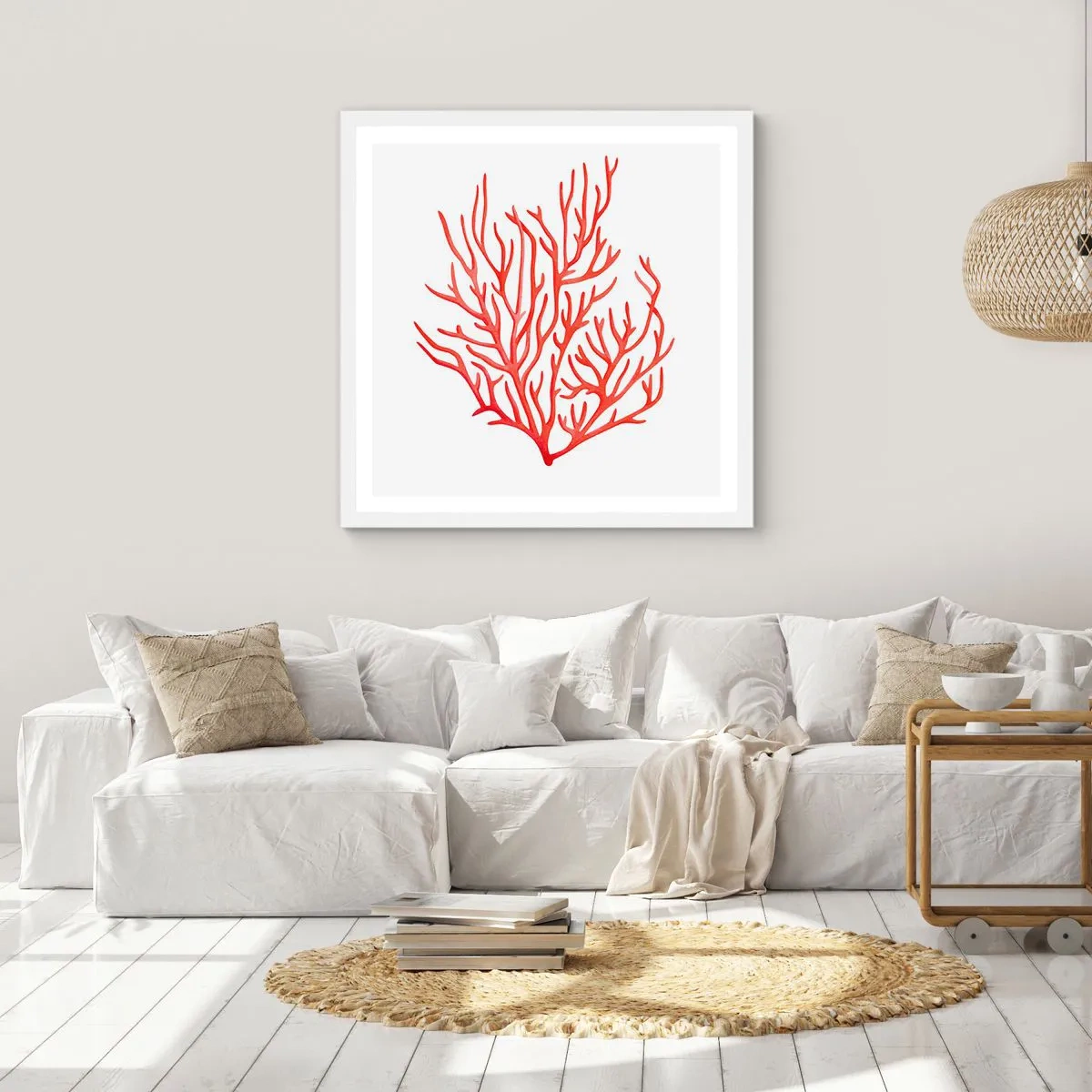 Poster in einem weißen Rahmen - Korallenfiligran - 40x40 cm