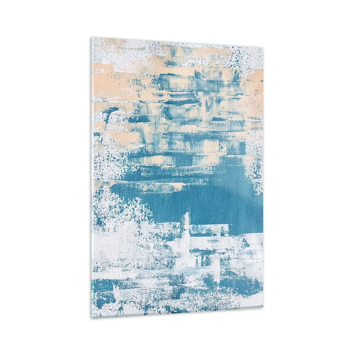 Glasbild - Bild auf glas - Abstrakte Komposition in Blau- und Weißtönen - 80x120cm - Durch einen Eiszapfen - Moderne Wanddekoration für Wohnzimmer und Schlafzimmer ARTTOR