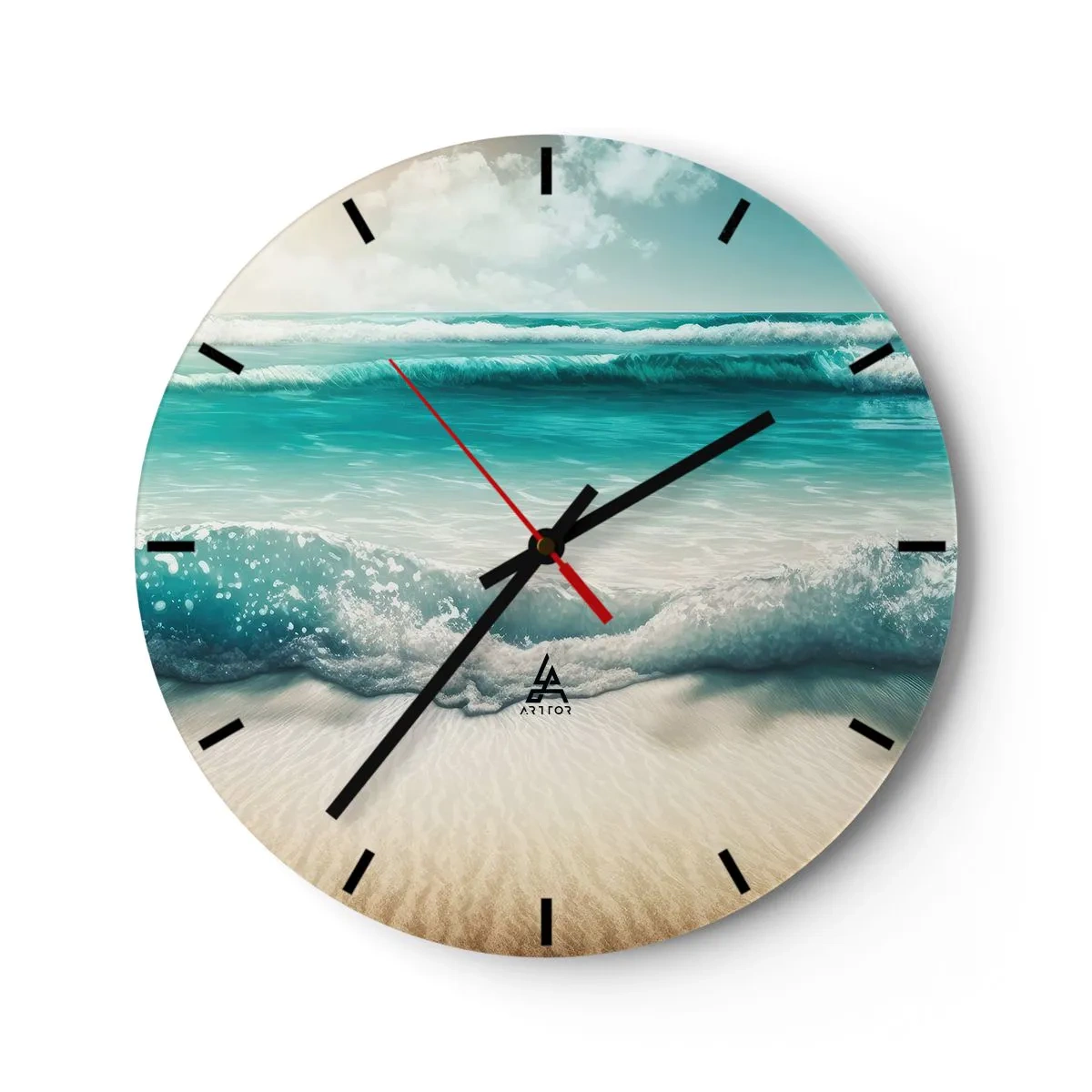 Wanduhr - Glasuhr - Frieden des Ozeans - 40x40 cm